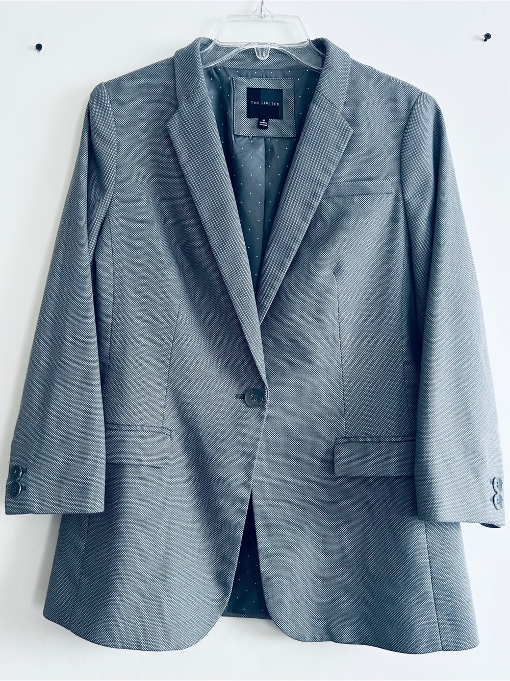 The Limited Light Gray Single-Button 3/4-Length Sleeve Women's Blazer